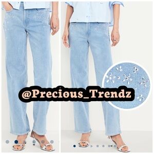 Old Navy High-Waisted OG Loose Rhinestone-Embellished Jeans Size 20